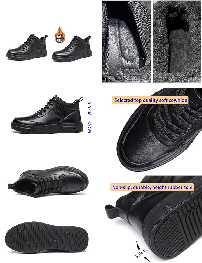 Amazon.com | Men's Black High-top Casual Leather Boots,Round